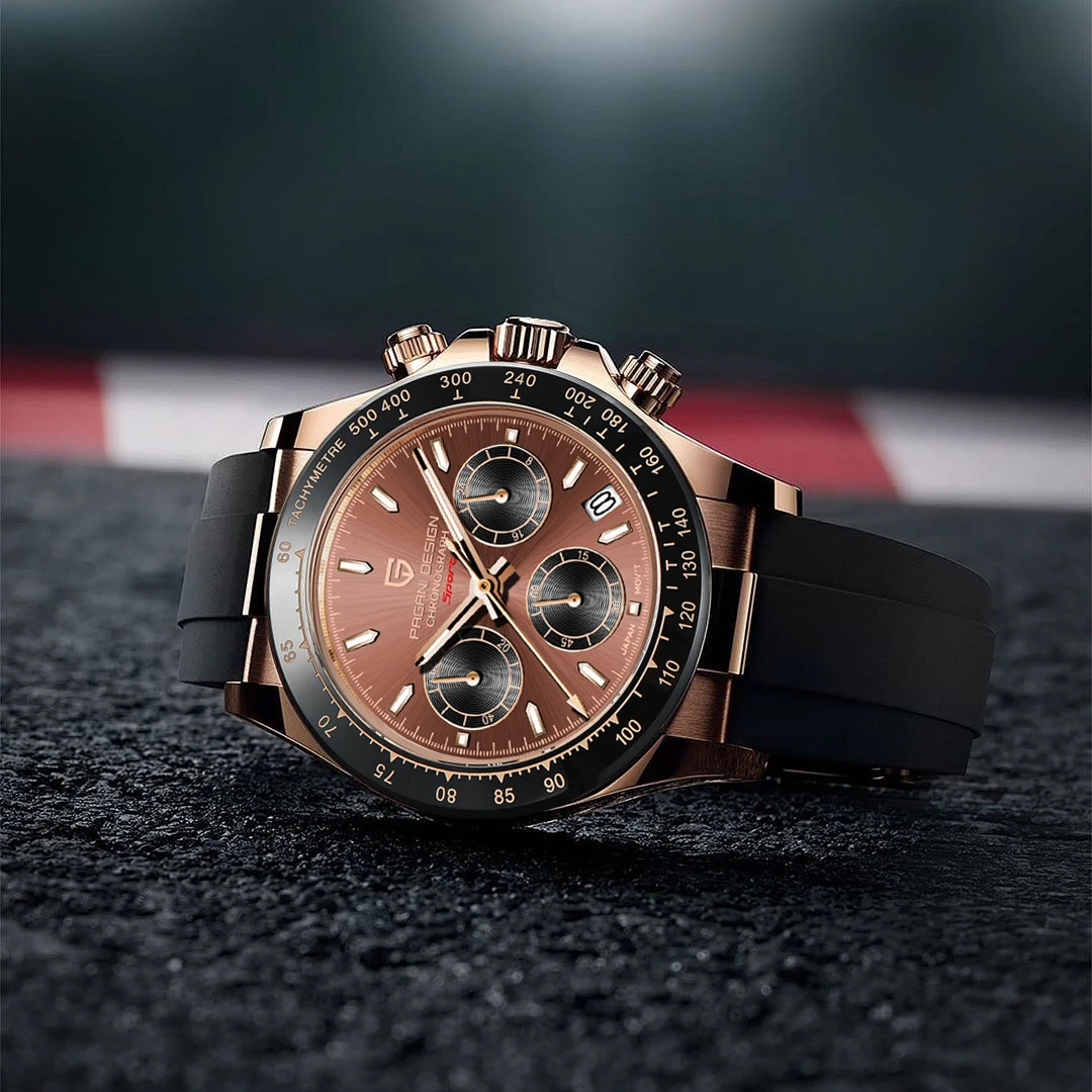 2026 Neue PAGANI DESIGN Gold Sportchronograph Luxus Quarzuhr für Herren Edelstahl Wasserdichte Uhr Herren Japan VK63 Uhrwerk
