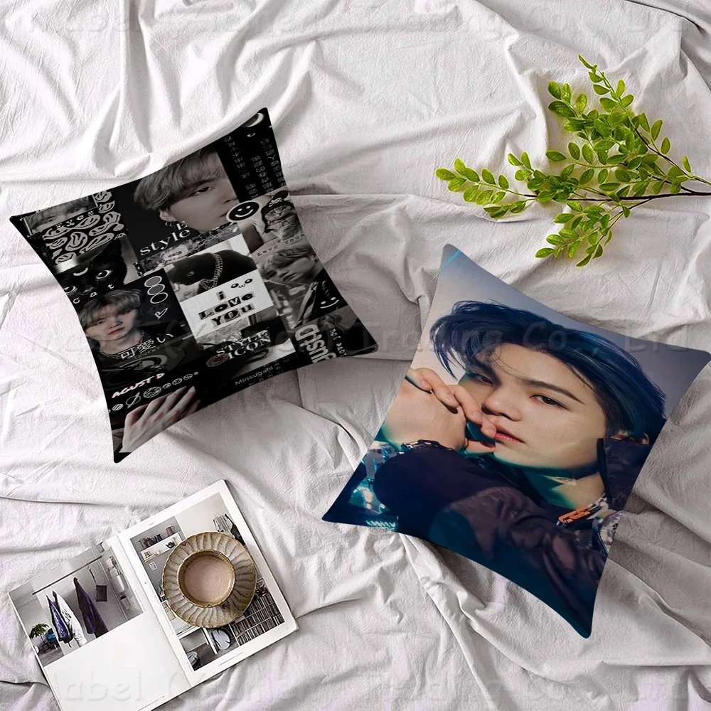 Agust D Suga Office Cushion Pillowcase Car Cushion Cover45X45CM Lumbar Pillowcase Sofa Pillowcover