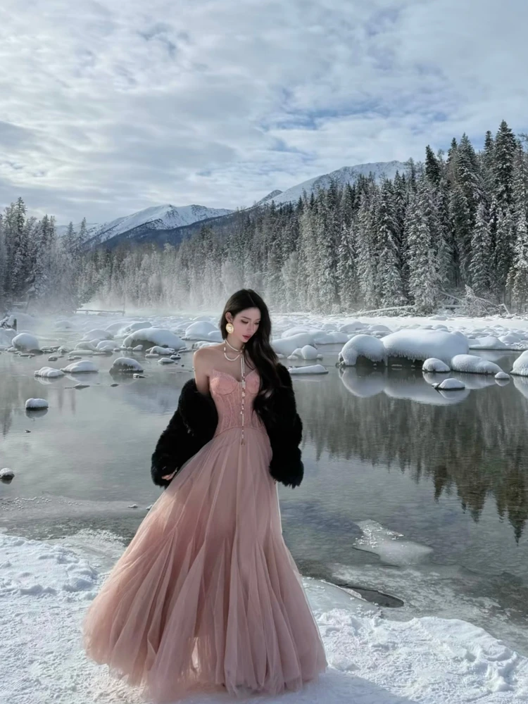 

Ele Long Dr Wedding Dr Beach Vaion Fairy Net Fibone Dr High-Defn Luxury Cus-Made Bridal Gown