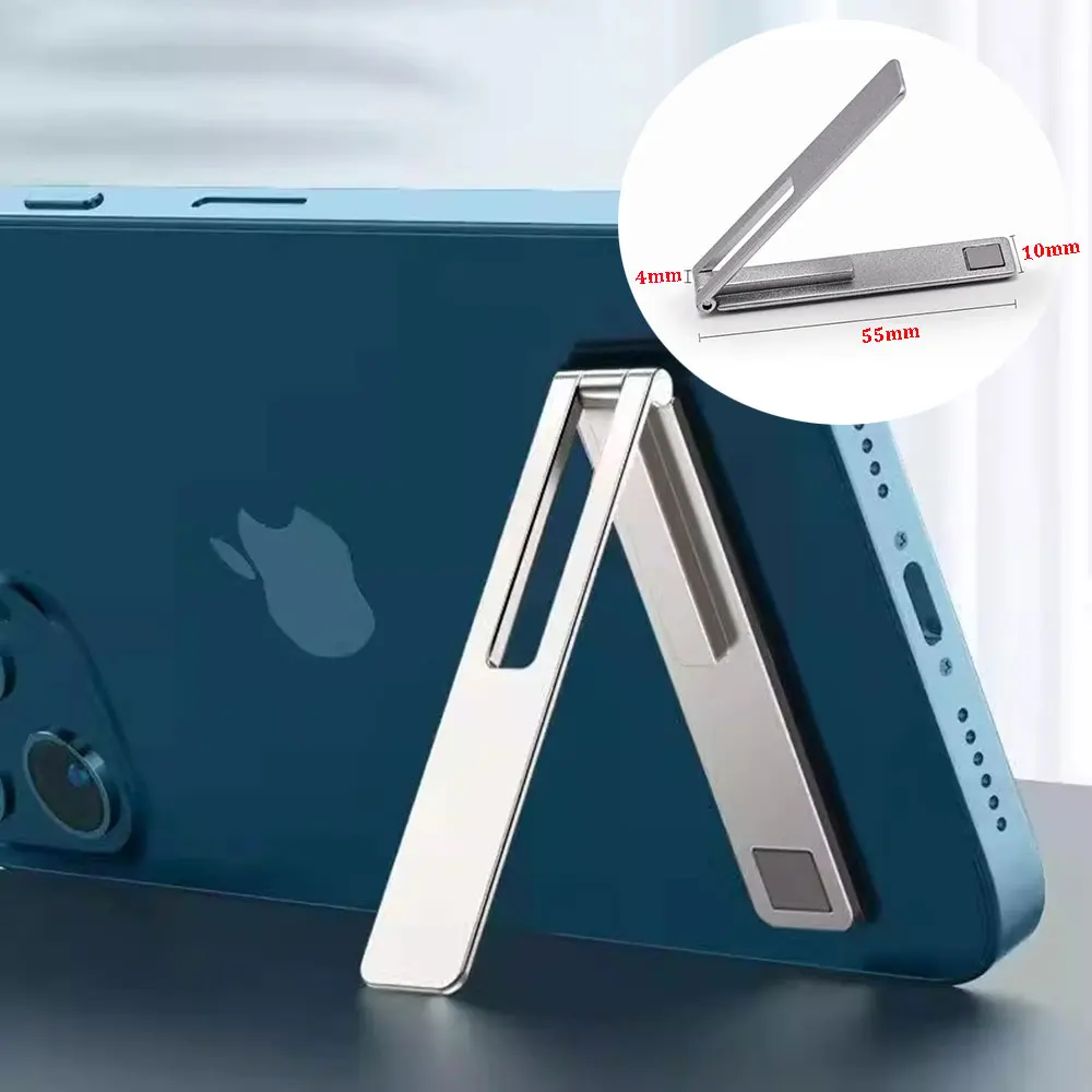 

1PC Universal Mobile Phone Holder Bracket Magnetic Ultra Thin Foldable Metal Alloy Desktop Cell Phone Stand For iPhone 15 16