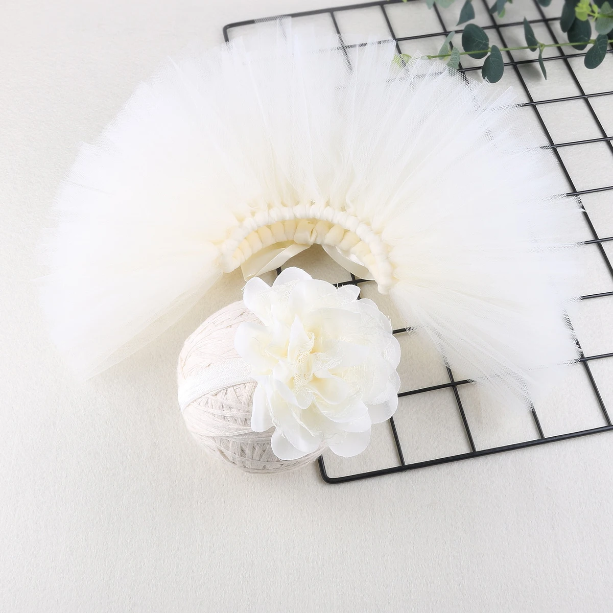 Ylsteed Newborn Photography Outfits Girl Handmade Infant Tutu Skirt with Flower Headband Princess Clothes Baby Girl Photo Props