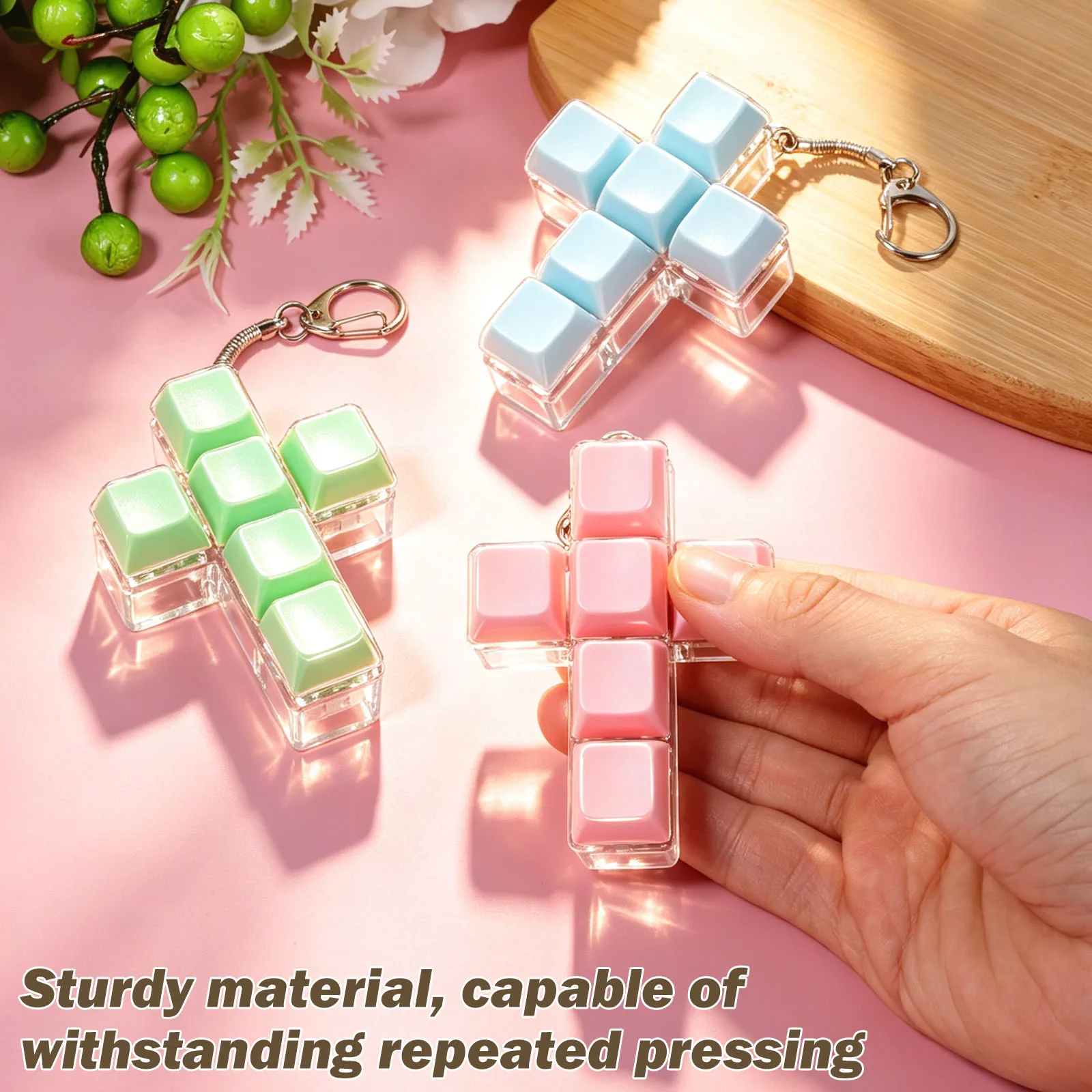 Keyboard Fidget Toys Keyboard Clicker Fidget Keychain Decompression Button Finger Clicker Relieving Stress Toys Button Gifts