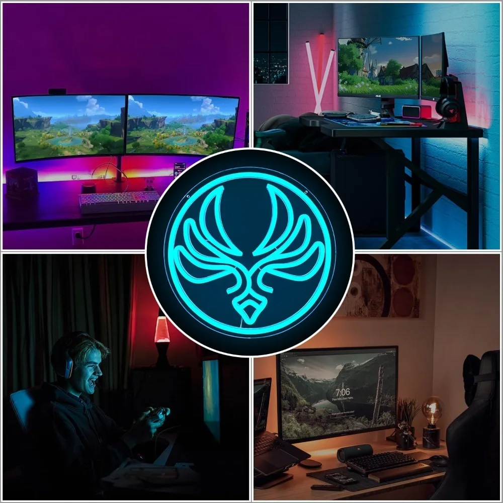Game Neon Sign Dimmable Vision Neon Signs for Wall Decor Anemo Led Sign Anime Neon Lights for Game Room Man Cave Decoration