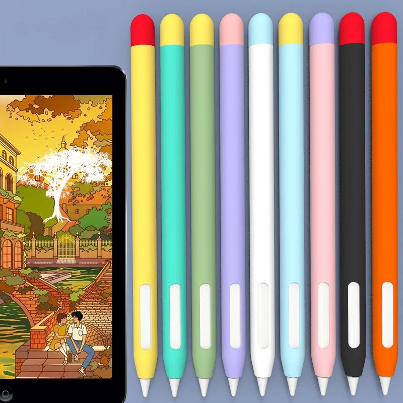 Funda de silicona para Apple Pencil 2, funda antideslizante para IPad Pen 2, con tapa para bolígrafo