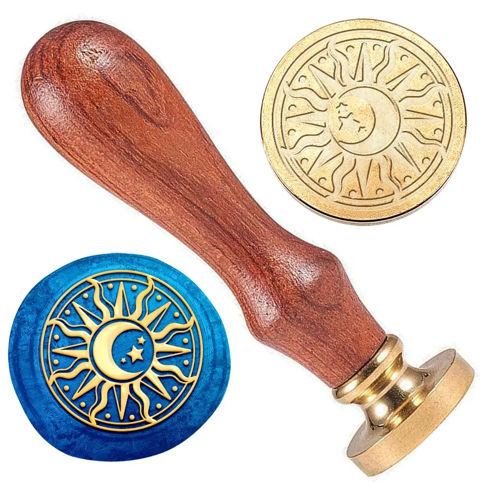 Sun Moon Star Wax Seal Stamp Embossed Stamp Sealing Removable 1