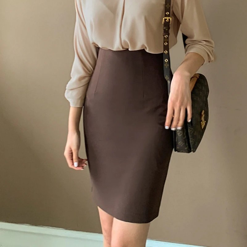 High Waist H-Shape Business Skirt Tight Fit Commute Style Midi Skirt Professional OL Autumn New Arrival Ladies Skirts