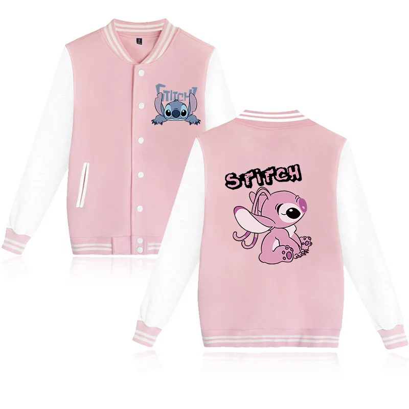 Sudadera con capucha de Stitch de Disney, chaqueta de béisbol para niños, sudadera para hombres y mujeres, chaquetas Harajuku para niños y niñas,