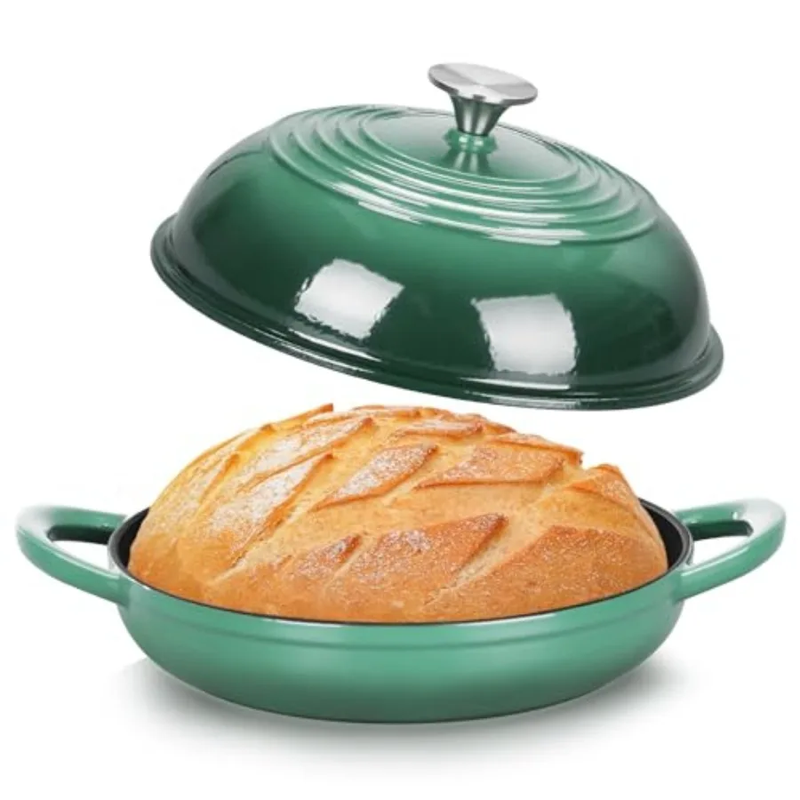 

Cast Iron Bread Dutch Oven 6 Qt Enameled Dutch Oven Pot for Sourdough Bread Baking with Tall Dome Lid and Round Base Pan Self-B