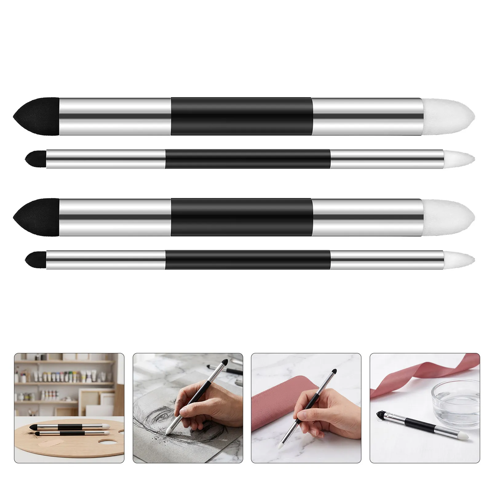 10Pcs Artist Blending Sponge Pen Soft Washable Dual Tip Sketch Pastel Drawing Tool Oil Blending Highlight Shadow Rubber Sponge
