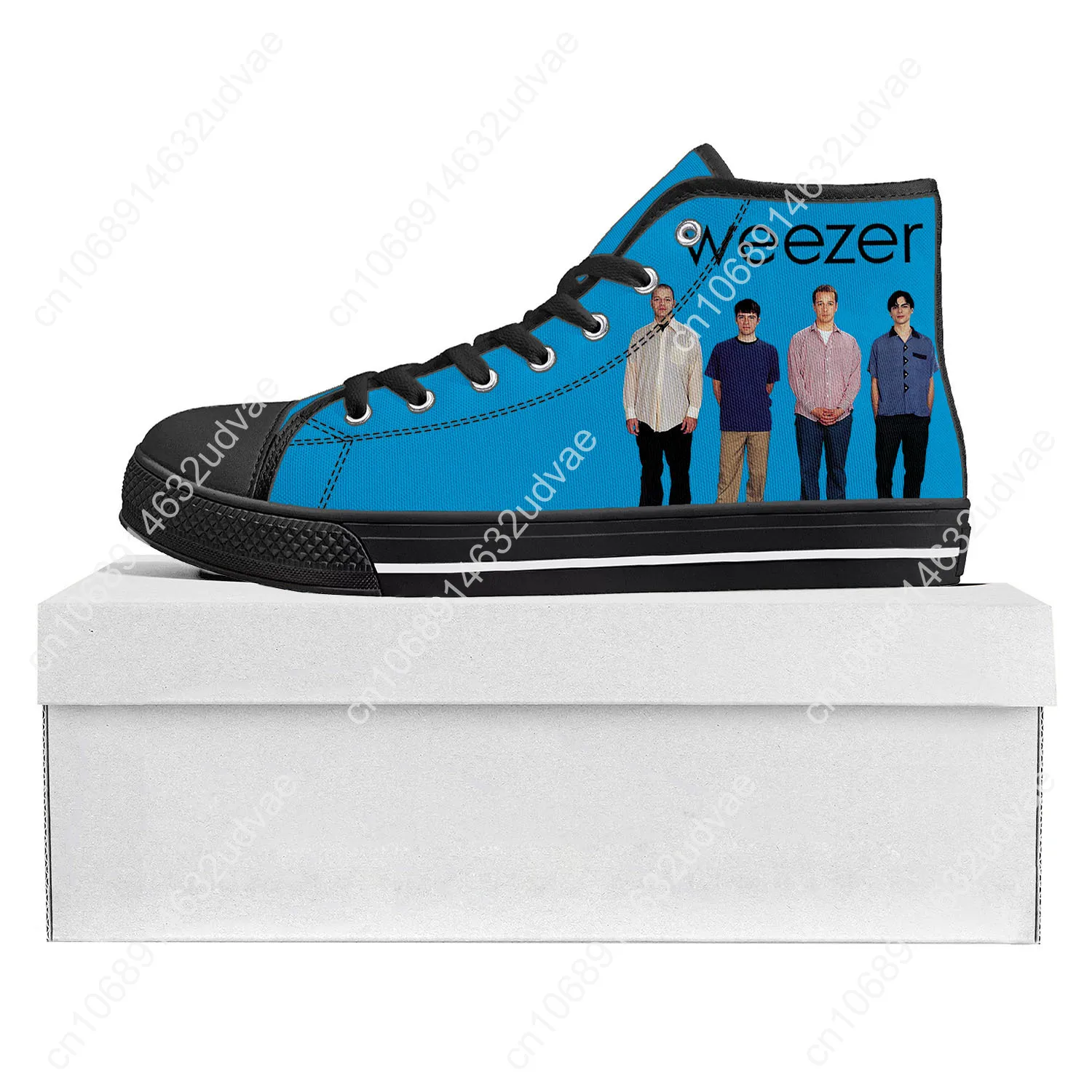 Weezer-Baskets en toile Pop Rock Band pour hommes et femmes, chaussures de couple décontractées, chaussures personnalisées noires, haut de gamme, haute qualité, adolescent, rencontre