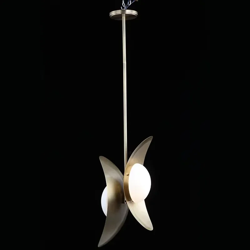 Nordic Copper Chandelier LED Modern Simple Art Pendant Light for Bedroom Bedside Restaurant Mini Creative Hanging Lamp Decor