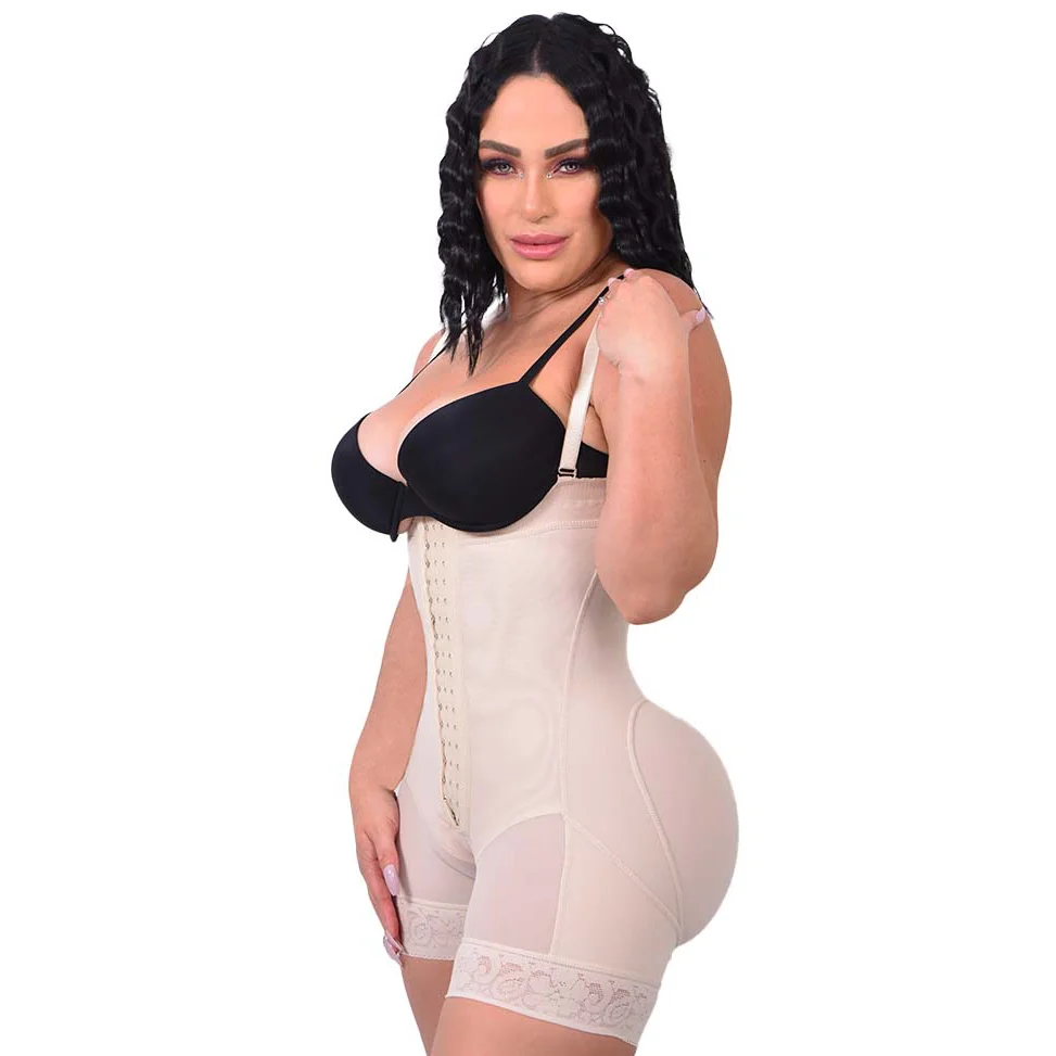 Fajas Colombianas Alta Compressão Tummy Control Bodysuit, Waist Trainer, Butt Lifter, Body Shaper, Sem Mangas, Open-peito Shapewear