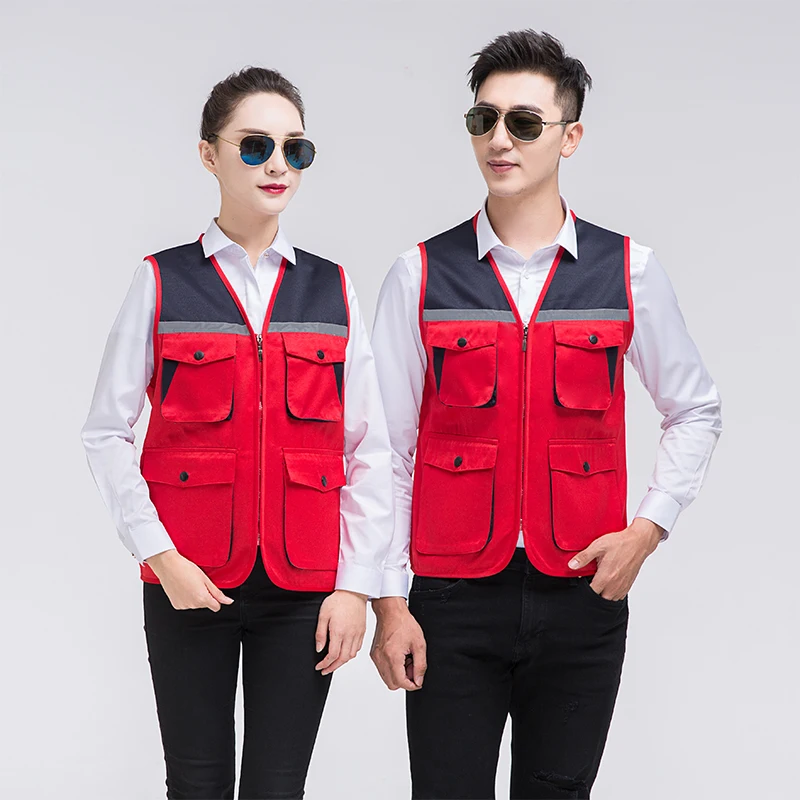 Men's Outdoor Vest Hiking Fishing Hunting Photography Multi-Pockets Multi-Function Maintenance Worker Waistcoat Print Logo