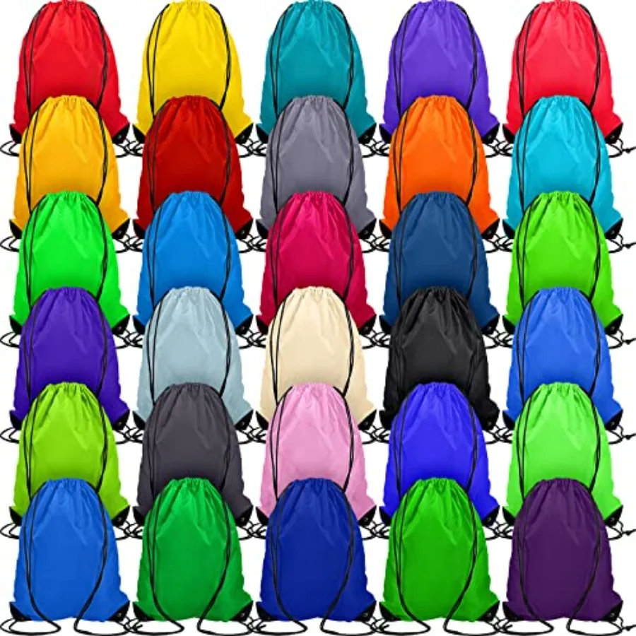 60 Pieces Drawstring Backpack Bags Sports Drawstring Bags Bulk Nylon Cinch Bag for Gym Yoga Women Men Sports Outdoor