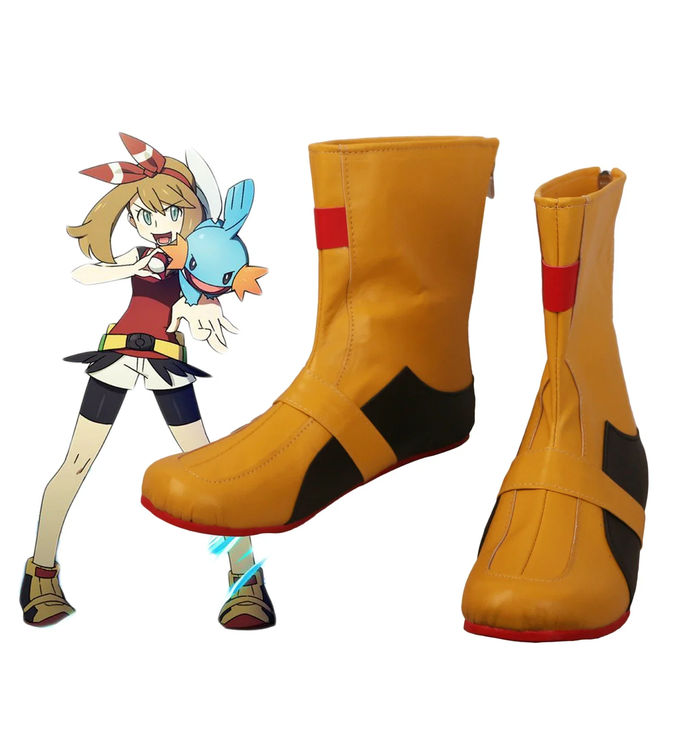 Princess of Hoenn May Cosplay Boots Yellow Shoes Custom Made Any Size