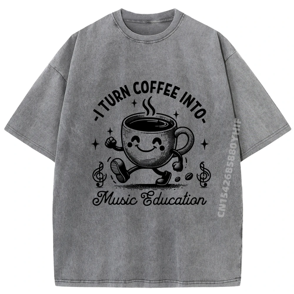 

Музыка-учитель, арт-музыкант, любитель кофе, кофеинь, аддикт, графическая футболка, мужские топы, футболки, модная стираная одежда