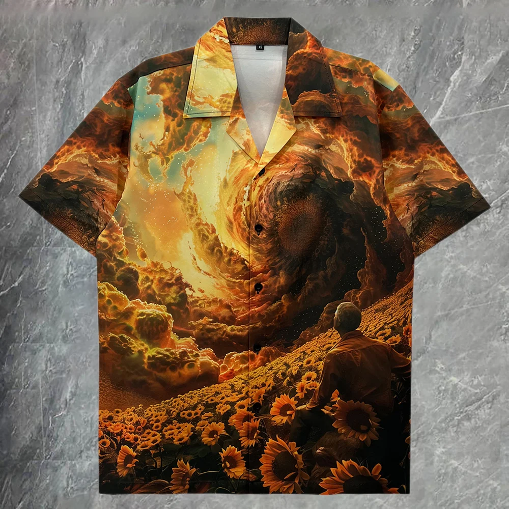 

European Style Floral Shirt Casual Business Dress Shirts Men Chemise Homme Fashion Gold Flower Short Sleeve Shirt Men Clothing