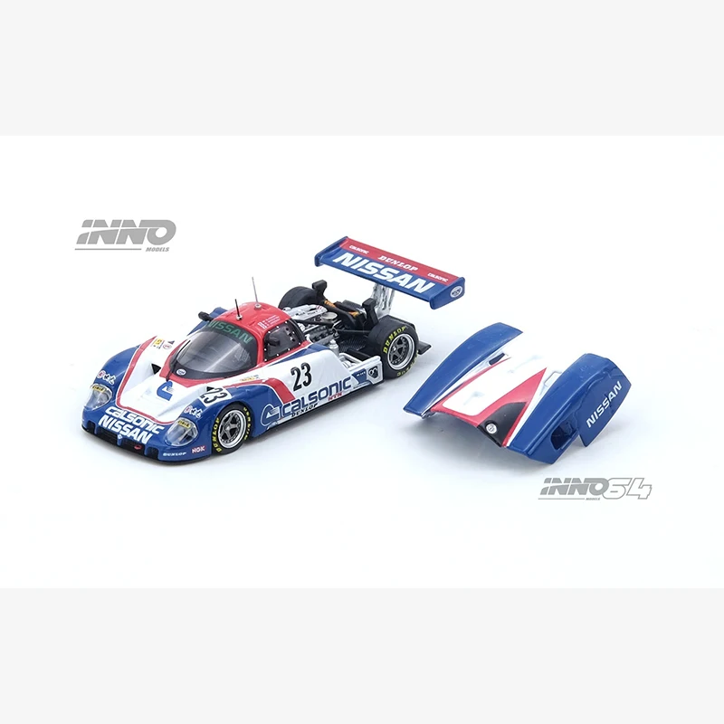 ما قبل البيع INNO 1:64 نيسان R89C لو مان 1989 رقم 23 غطاء محرك السيارة المفتوح دييكاست ديوراما نموذج سيارة مجموعة ألعاب مصغرة