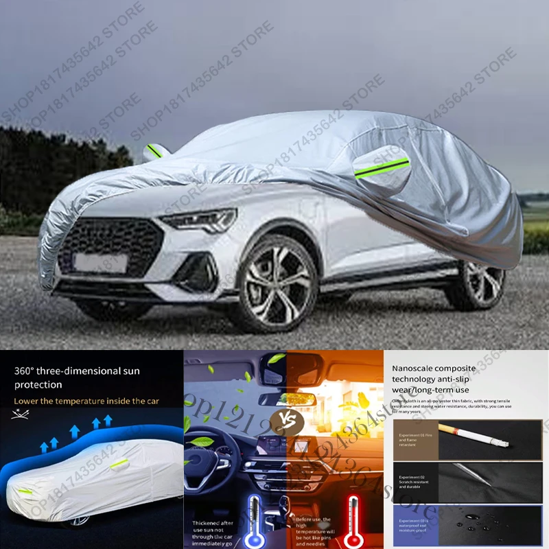 Volledige autohoes compatibel met Audi Q3 2019-2025, bescherming voor alle weersomstandigheden, buiten, tegen zon, UV, regen en stof.
