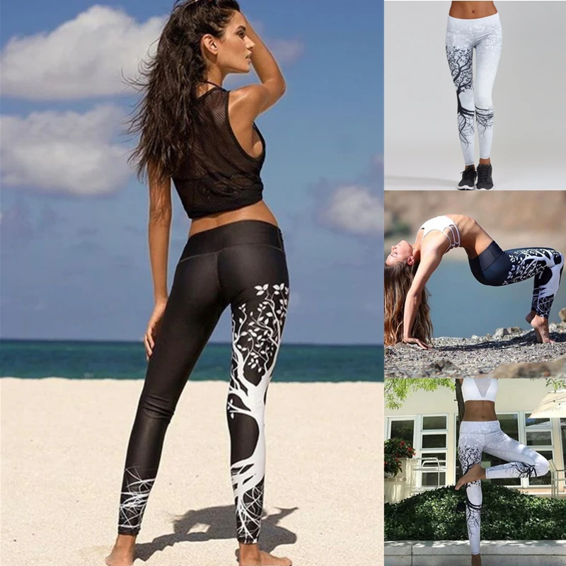 Pantalones de Yoga estampados para mujer, mallas deportivas ajustadas, transpirables, de alta elasticidad, para ejercicio y Fitness