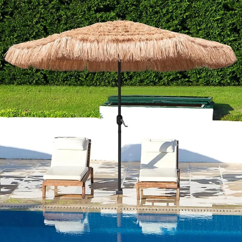 Outdoor Beach Umbrella Large Foldable Garden Pool Patio Beach Umbrella Simulated Thatched Sunshade Umbrellas Backyard Holidays