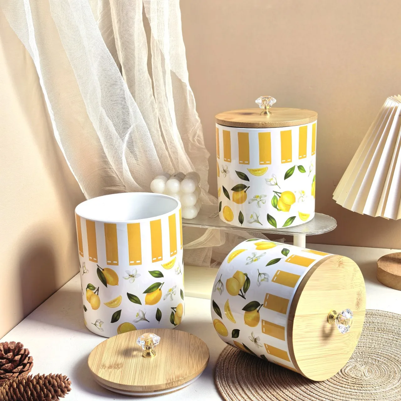 Kitchen ceramic tank three-piece set, food storage tank, tea seal tank, coffee bean multigrain grain storage tank