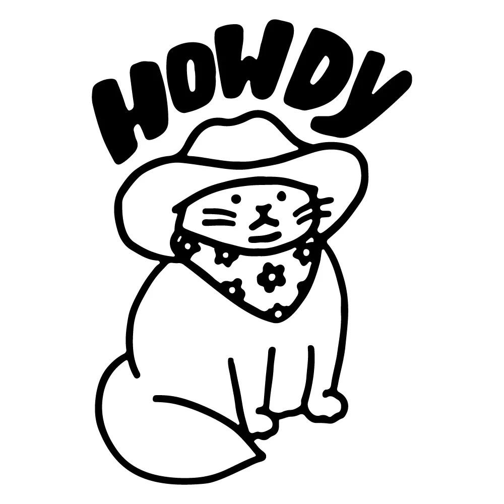 Funny Howdy Cat Waterproof Vinyl Decal Cartoon Sticker For Car Window Laptop Auto Exterior Decor Accessories