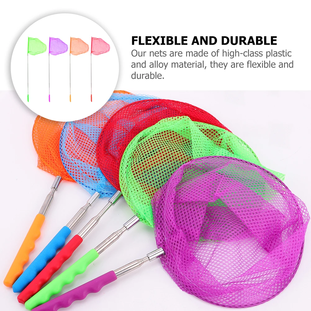 

4Pcs Butterfly Nets Extendable Plastic Alloy Kids Toys Insect Catcher Dragonfly Bee Fish Outdoor Exploration
