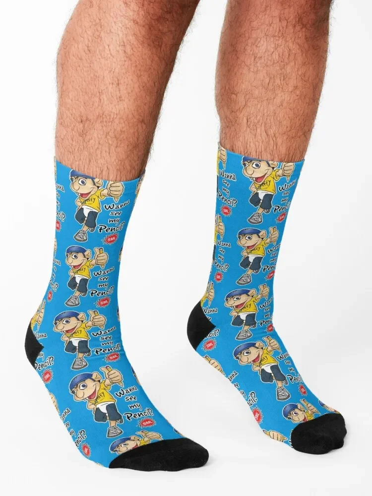 Jehy-¿Wanna ver mi lápiz? Calcetines divertidos de personajes SML para hombre y mujer, Botas de senderismo deportivas y de ocio, Calcetines antideslizantes de Navidad