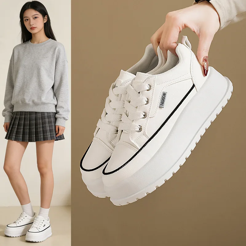 Women's Trendy Casual Shoes Spring 2026 Breathable Thick Sole Raised Canvas Slip-On for Comfort And Style
