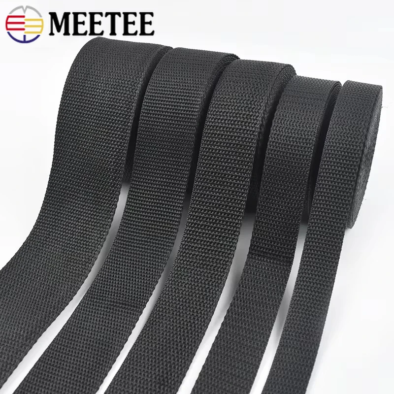 2-10M 20-50mm Black Nylon Webbing Shoulder Bag Strap To The Meter Safety Belt Lace Ribbon Decoration PP Band Sewing Accessories