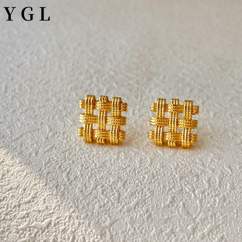 925 Silver Needle Fashion Jewelry Geometric Earrings 2022 New Trend Simply Gold Color Stud Earrings For Women Gifts