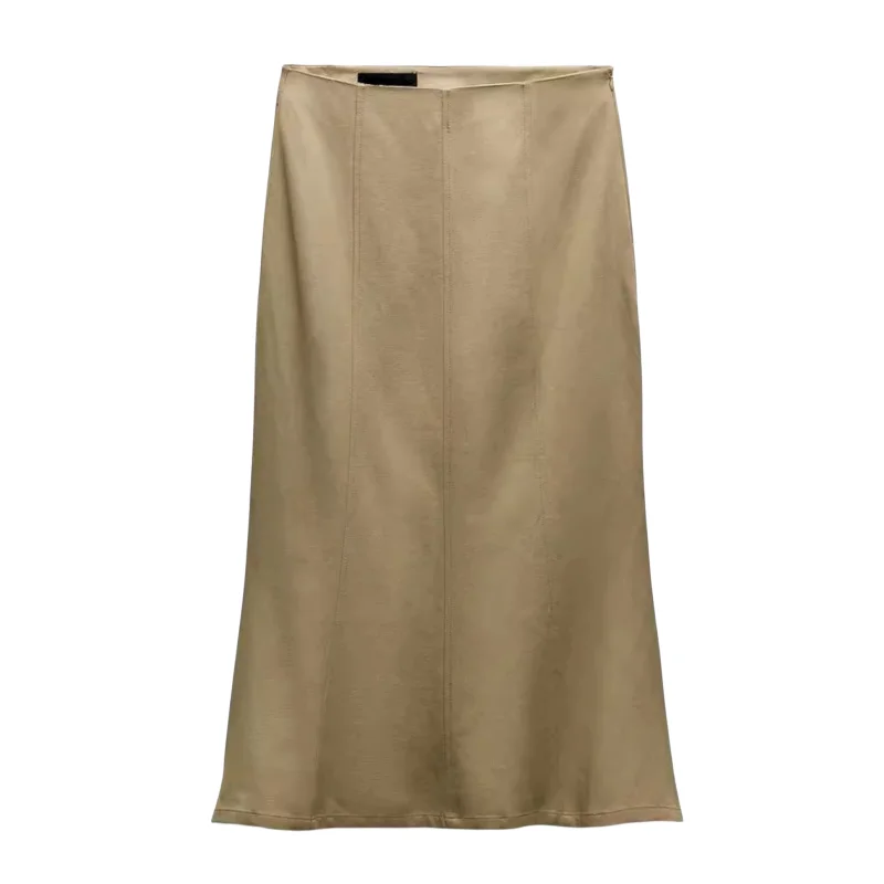 

Summer New Women's Ba Open Design Vest Midi f Skirt Commute Sle Regular Length Single Button Closure Pure Color