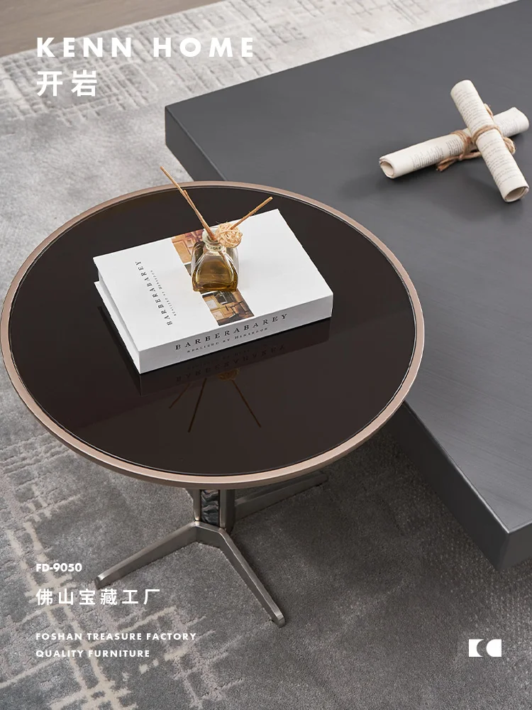 Hxl Light Luxury High-End Stainless Steel High and Low Coffee Table Combination Square Glass Small Table