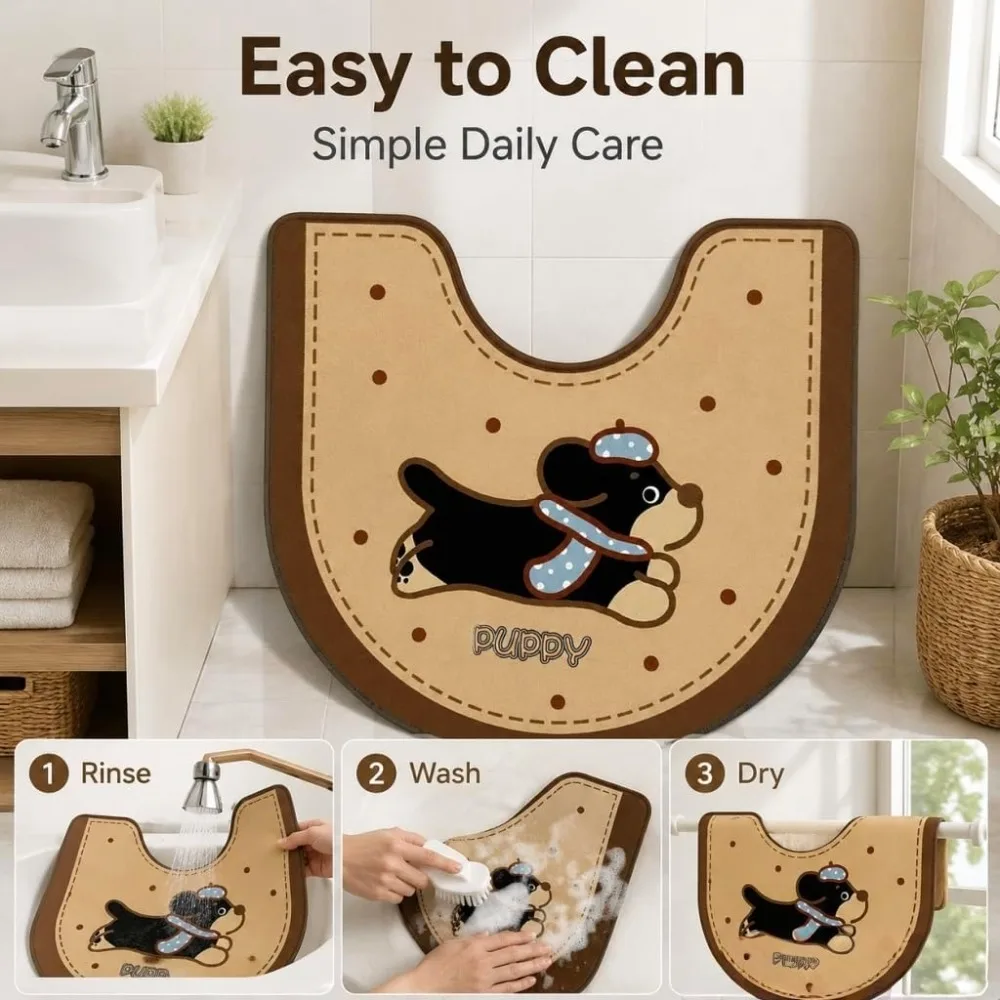 Diatom Ooze U Shaped Toilet Mat Absorbent Non-slip Bathroom Carpets Soft Quick-drying Toilet Rugs Bathroom Floor Protector Pad