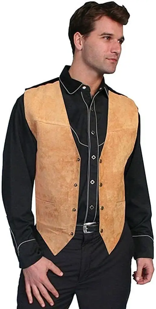 Mens Suede Leather Western Vest