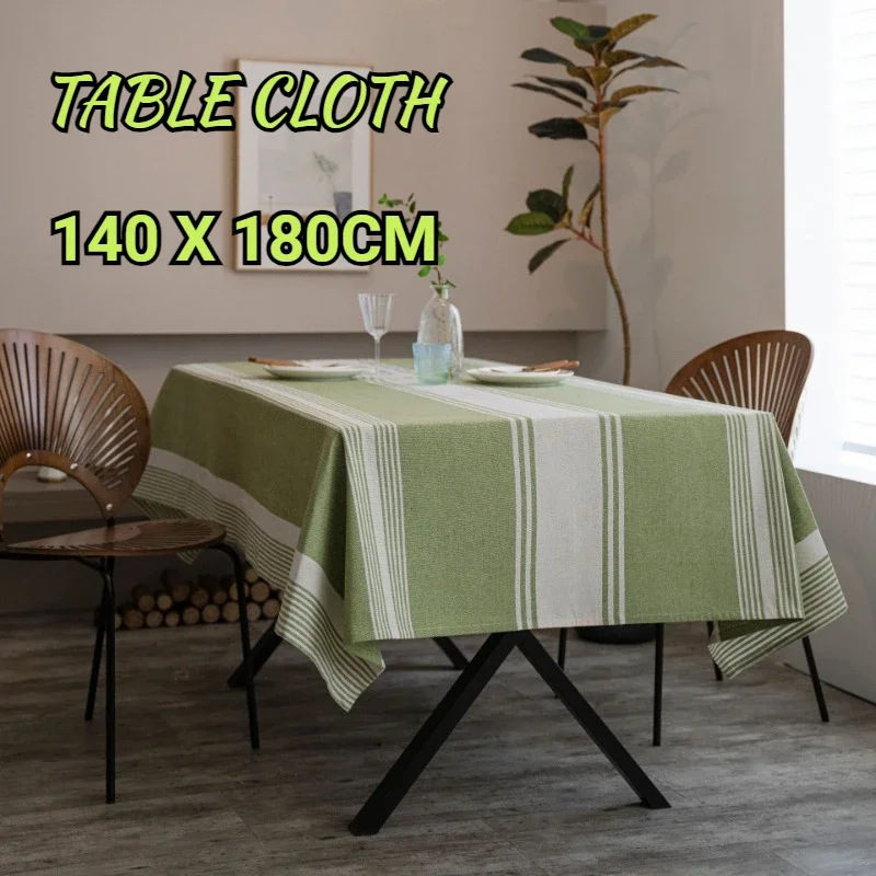 

French Stripe Tablecloth Cotton Linen Fabric Dust-Proof Table Cover Kitchen Dining Coffee Party Table Cloth Decoration Rectangle