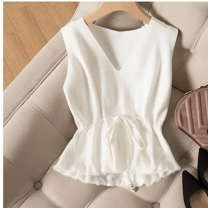 Woman Jacket Vest Women\'s Knitted Vest Autumn and Winter Pullover Sweater Vest Sleeveless Coat Chaleco Mujer