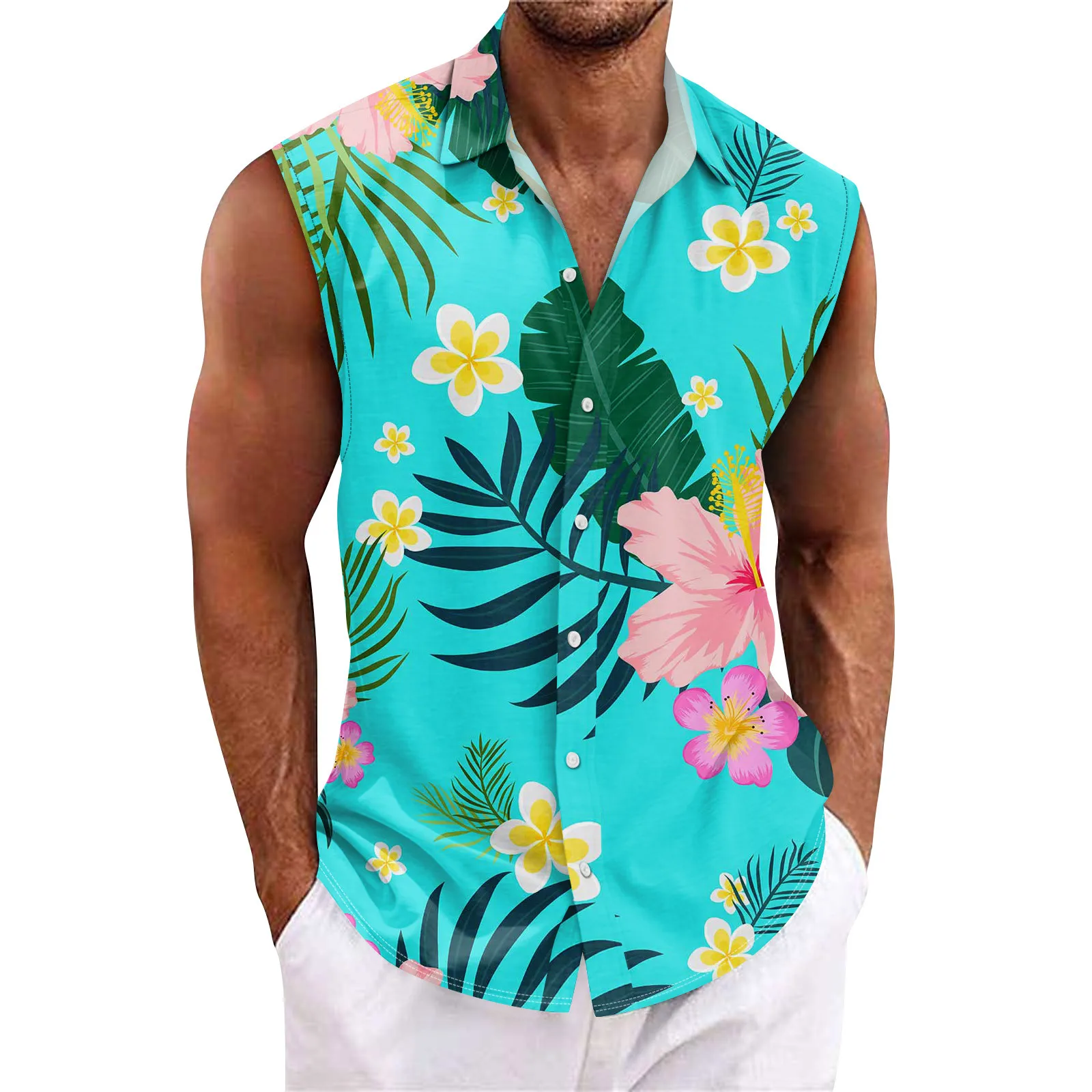 Men's Summer Surfing Beach Tank Top Casual Sleeveless shirt Loose Tank Top Hawaii vest Undershirt Mens Gym Tank top Men's Wear