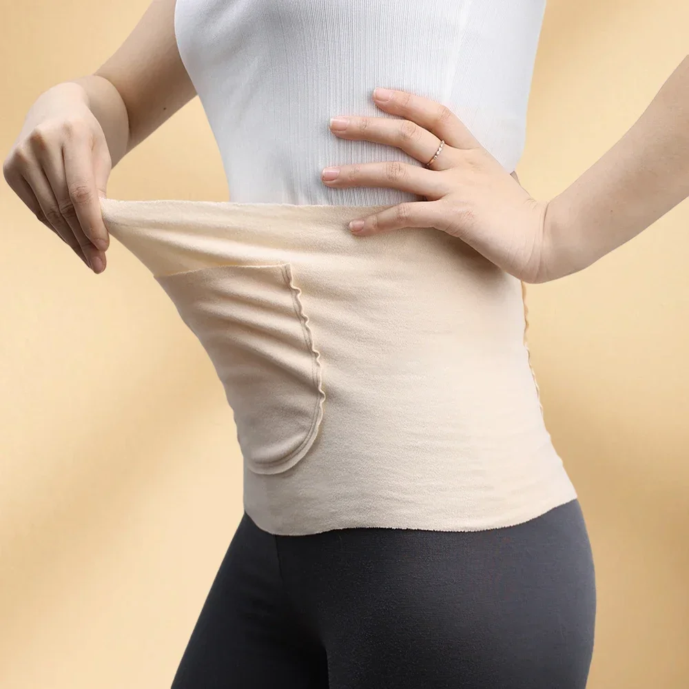 Entrenador de cintura cálido para invierno, faja moldeadora de cuerpo con bolsillo, cinturón de soporte de vientre de terciopelo, protector de Abdomen elástico, pretina