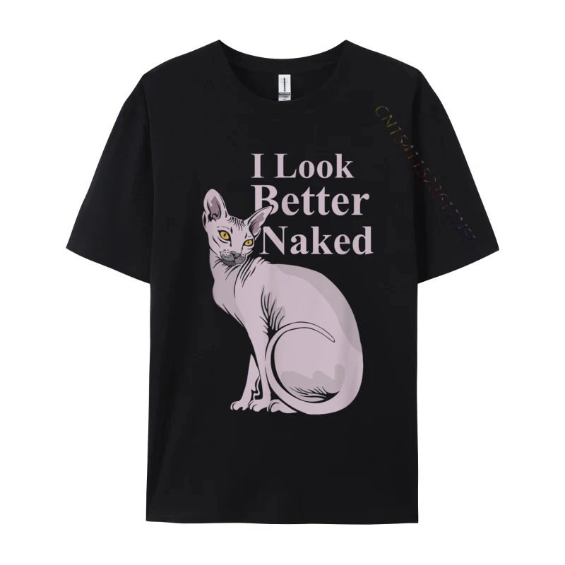 Sphynx Naked Funny Cat Kitten Discount Mens T-Shirt Sphynx Naked Funny Cat Kitten Design Tops Shirts Combed Cotton