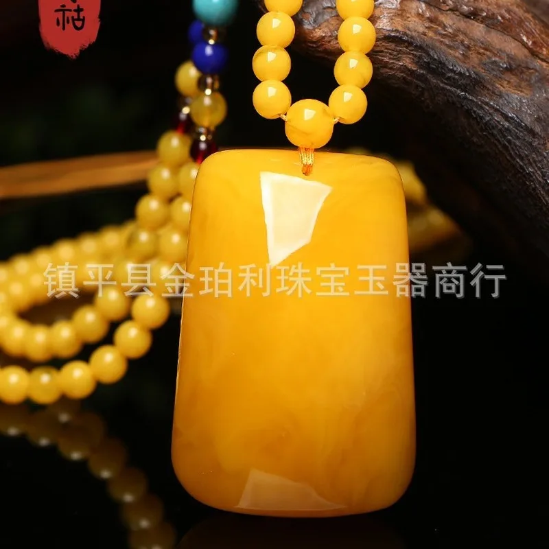 Gift: Second-generation pendant, water drop amber sweater necklace, unisex neck accessory