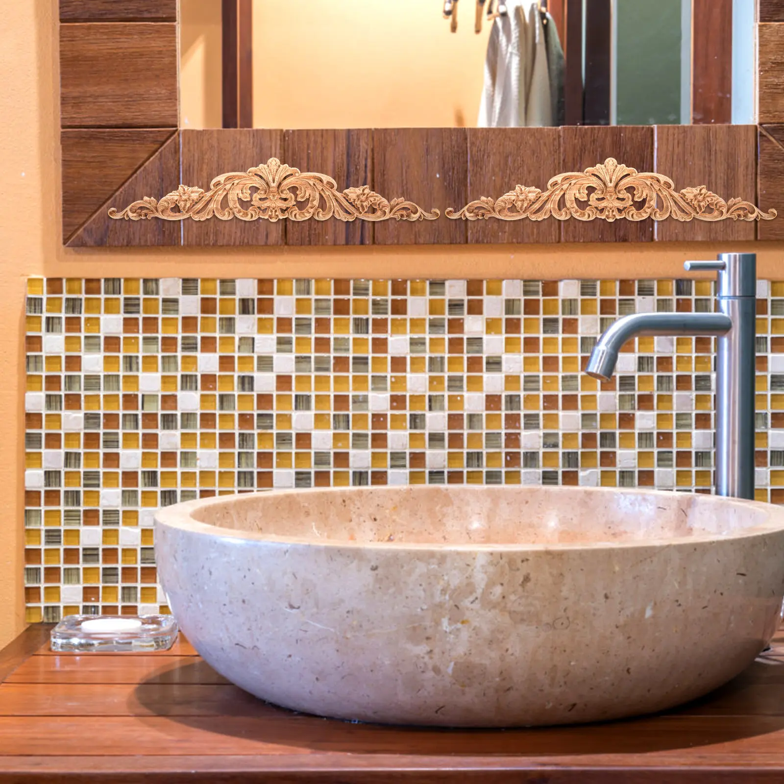 

Набор из 4 деревянных резных аппликаций для декора мебели, винтажный стиль, для дома, DIY, для дверей шкафов и кроватей