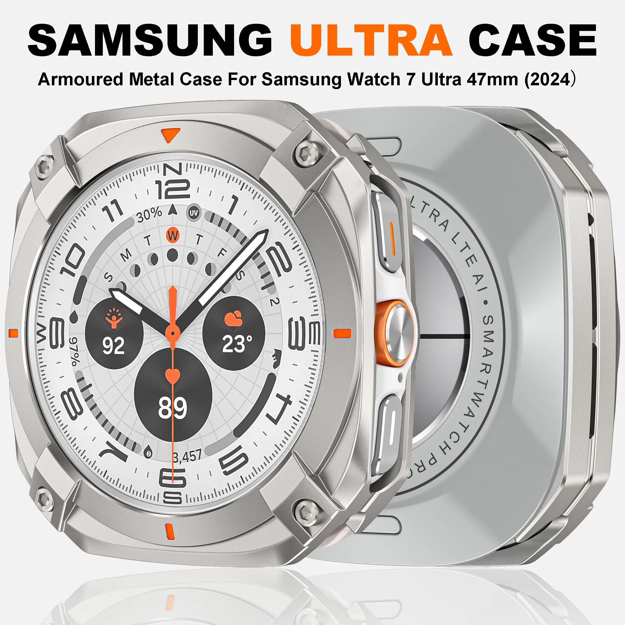 

Luxury Zinc Alloy Armor Case for Samsung Galaxy Watch 7 8 Ultra 47mm Metal Cover Screen Protector for Samsung Galaxy Ultra 2025