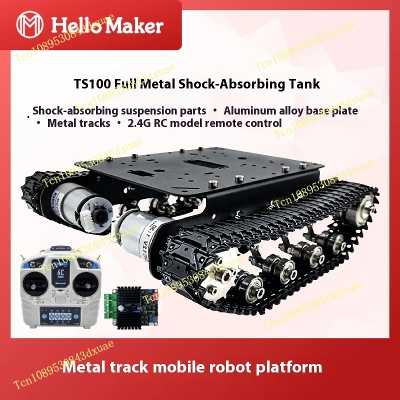 TS100 Tracked Metal Shock-absorbing Tank Vehicle, Large Load Carrying Robot Intelligent Small Vehicle Model