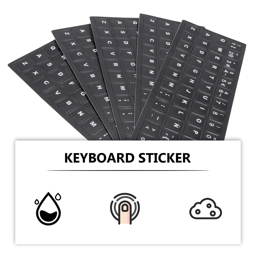 

5 Sheets Keyboard Language Stickers Replace Worn Keys Easy Peel Off No Residue Multi Language Learning Tool for Laptop Desktop