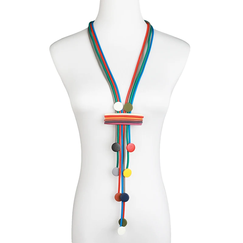 UKEBAY Bunte Statement-Anhänger-Halskette für Frauen, Lange Mehrschichtige Geometrische Boho-Modeschmuck-Halskette für Party und Alltag – Detail 4