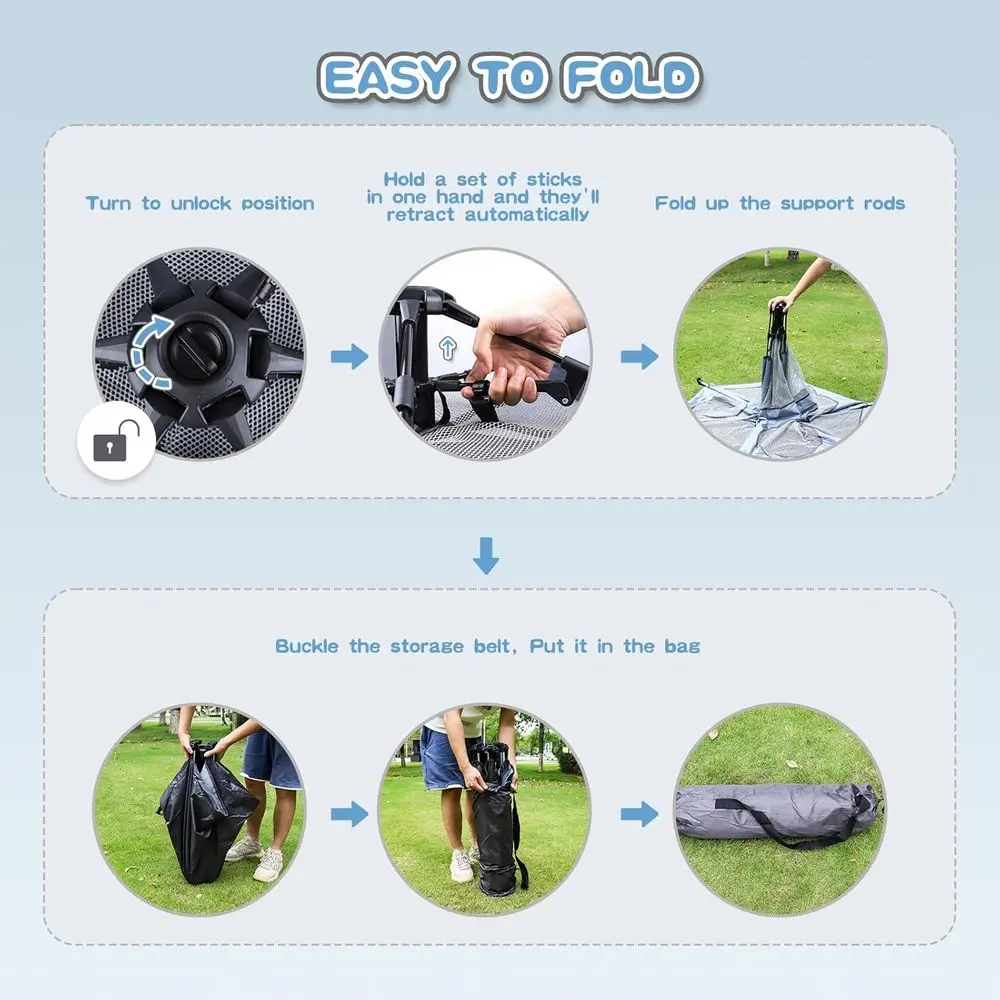 Snel op te zetten lichtgewicht draagbare box met luifel, UPF50+, bugnet voor peuters - gebruik binnen/buiten/strand (veiligheidsgecertificeerd)