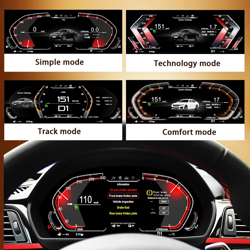 شاشة لوحة القيادة LCD Linux 12.3 بوصة بسعر المصنع لسلسلة BMW 3 /4 GT F30 F31 F34 F36 F33 مجموعة أدوات السيارة قمرة القيادة Voor