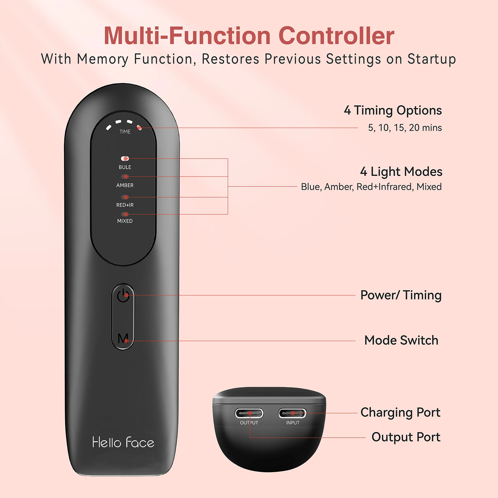 Red Light Therapy Photon Mask Hello Face M500S LED 630nm 850nm Near-Infrared Light Therapy Facial Mask Professional Beauty Care